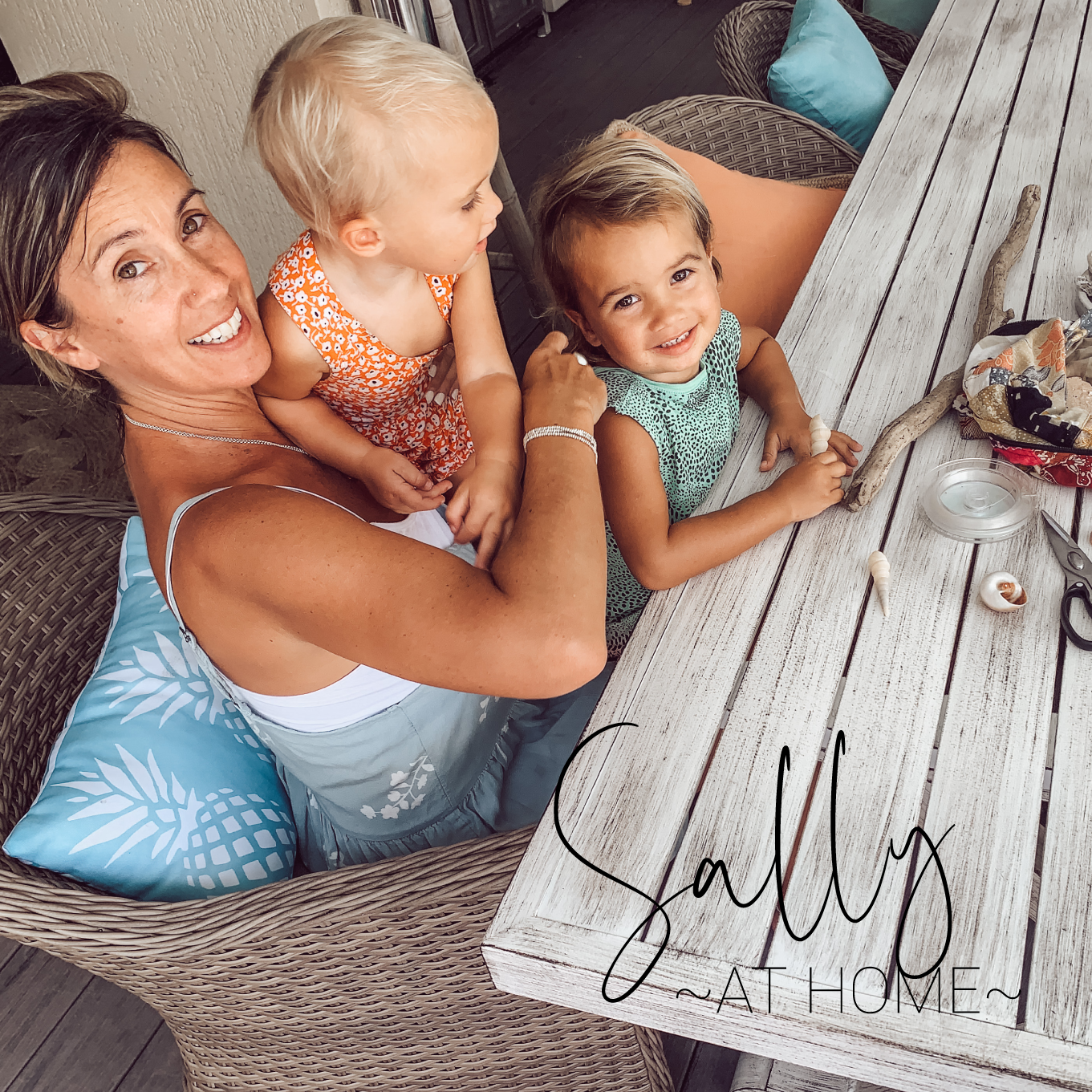 Sally at home with her two children