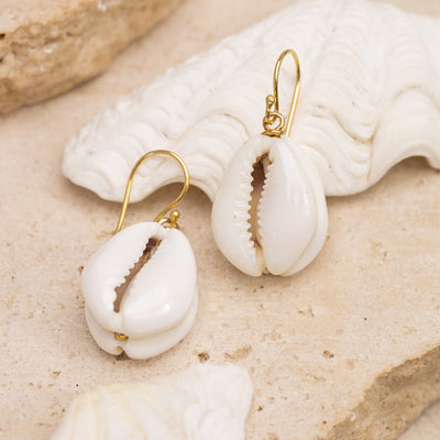 Golden Cowrie Shell Earrings