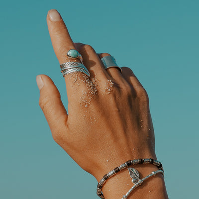 Larimar Feather Wrap Ring