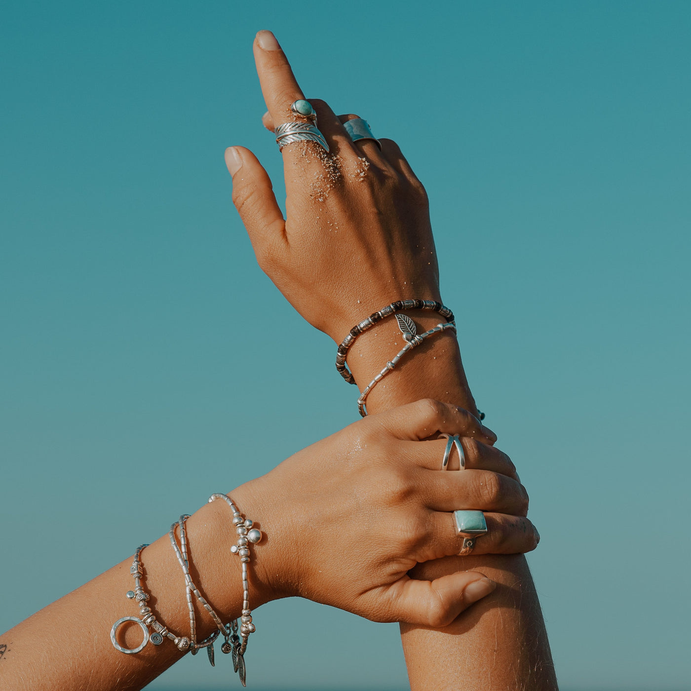 Larimar Feather Wrap Ring