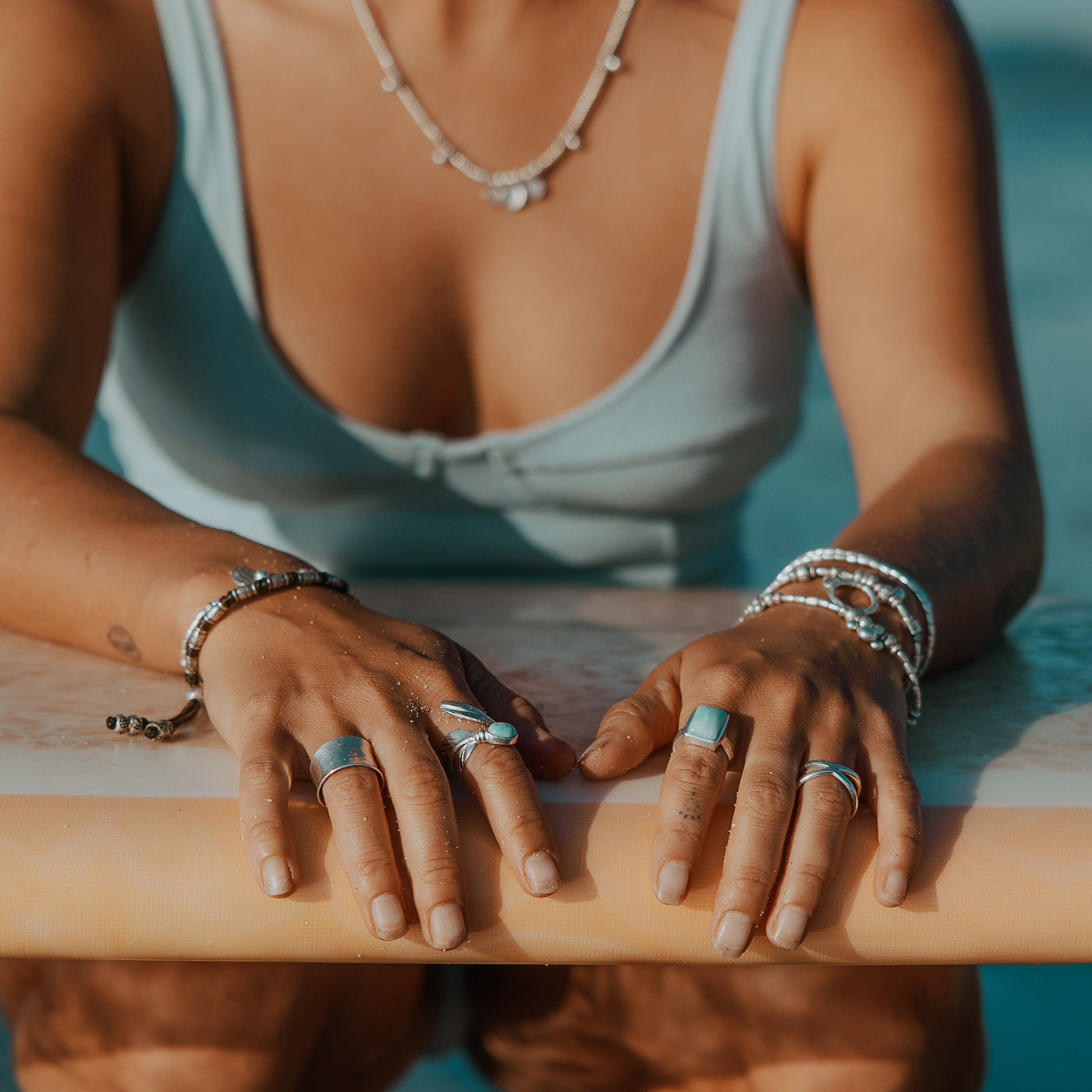 Larimar Feather Wrap Ring