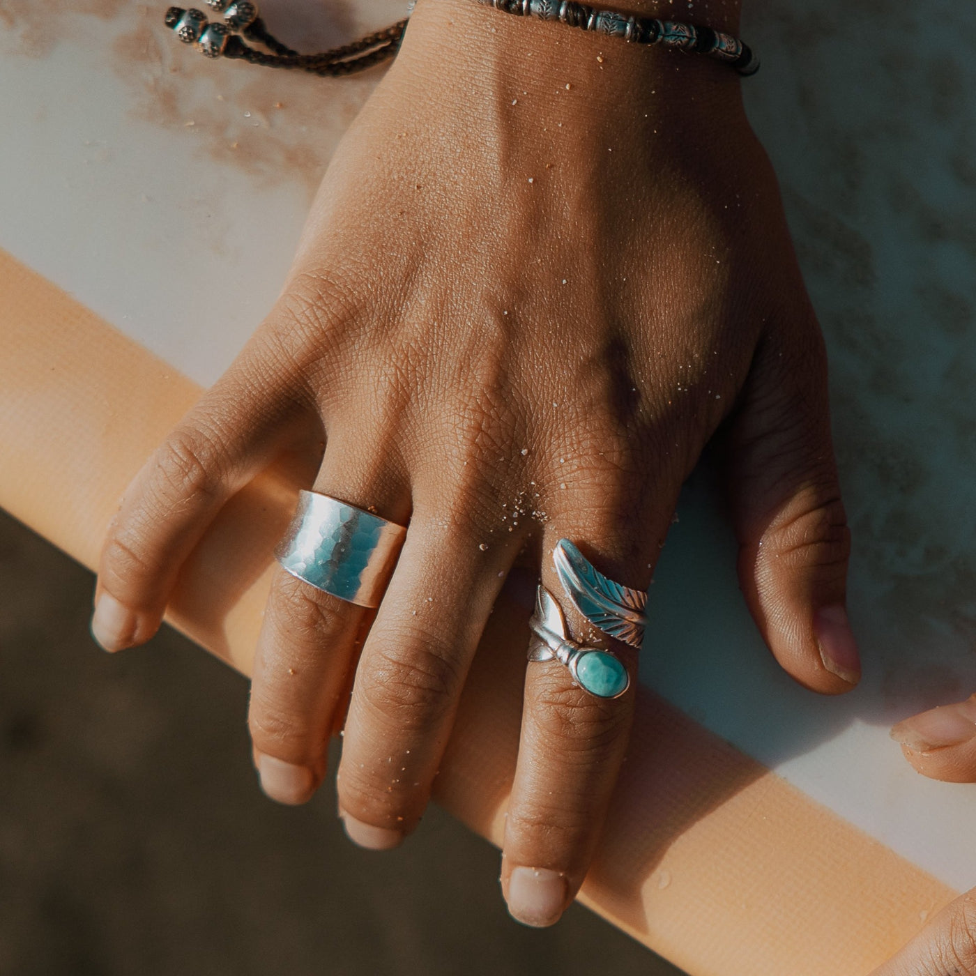 Larimar Feather Wrap Ring