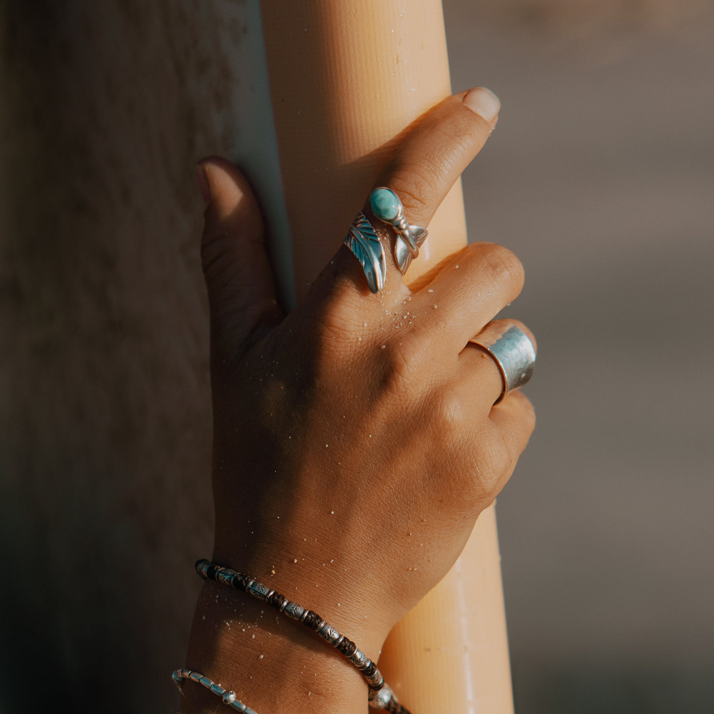 Larimar Feather Wrap Ring