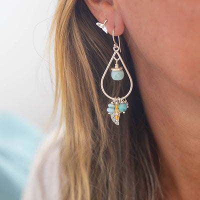 handmade earrings in a mix match design, this moana mix embodies the ocean with soothing larimar gemstones