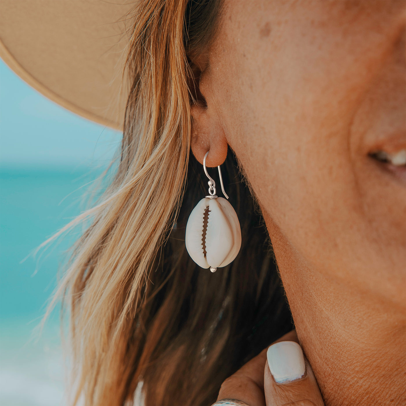 Silver Cowrie Shell Earrings