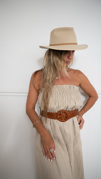 Braided Leather Belt - Tan
