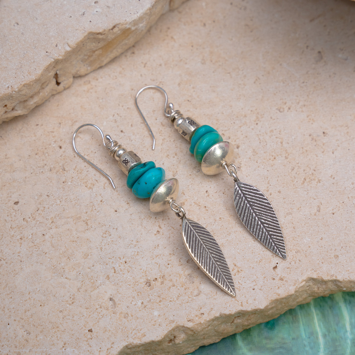 Turquoise Tides Palm Earrings