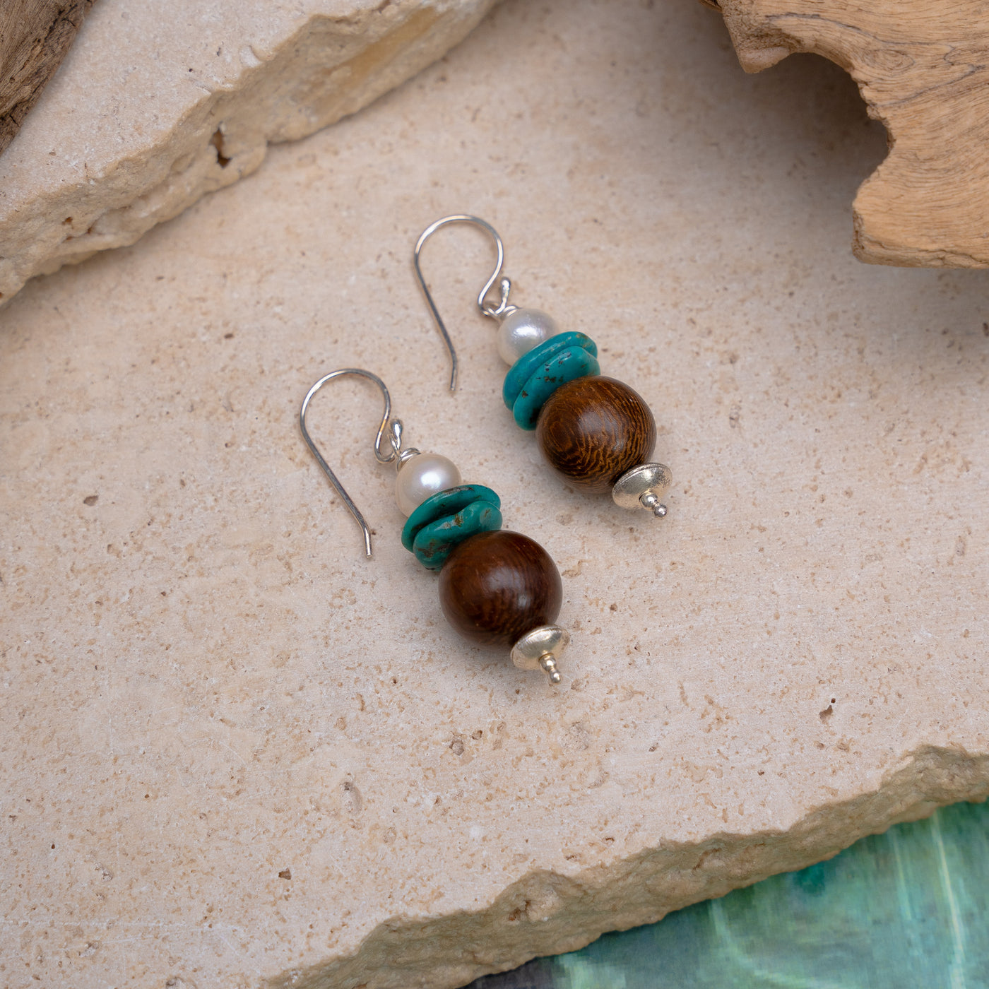 Turquoise Tides Pearl Earrings