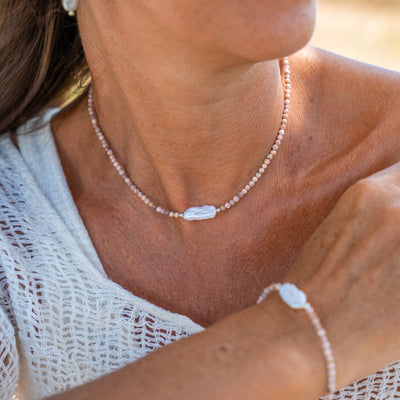 Rhodochrosite Pearl Choker