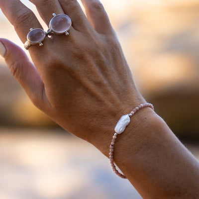 Rhodochrosite Pearl Bracelet