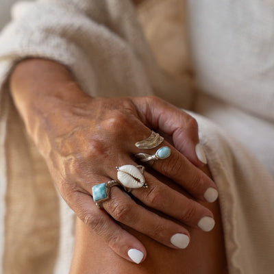 Larimar Feather Wrap Ring