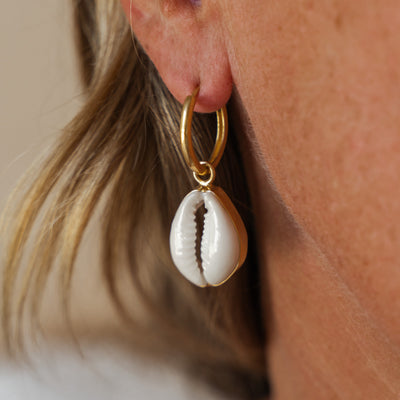 Golden Cowrie Sea Drops with Hoop