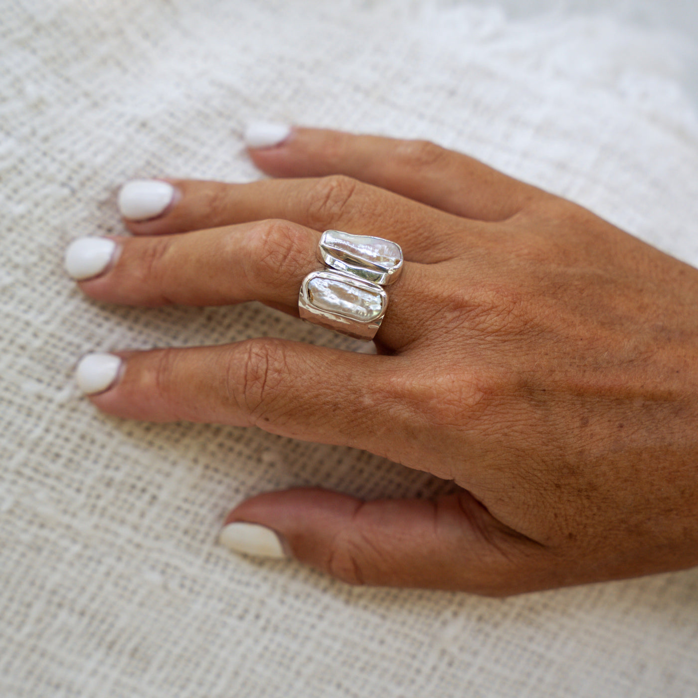 Silver Shores Pearl Ring