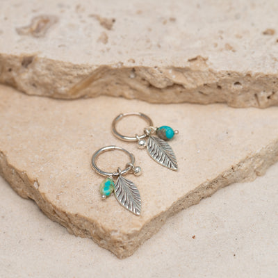 Turquoise Sea Leaf Hoops