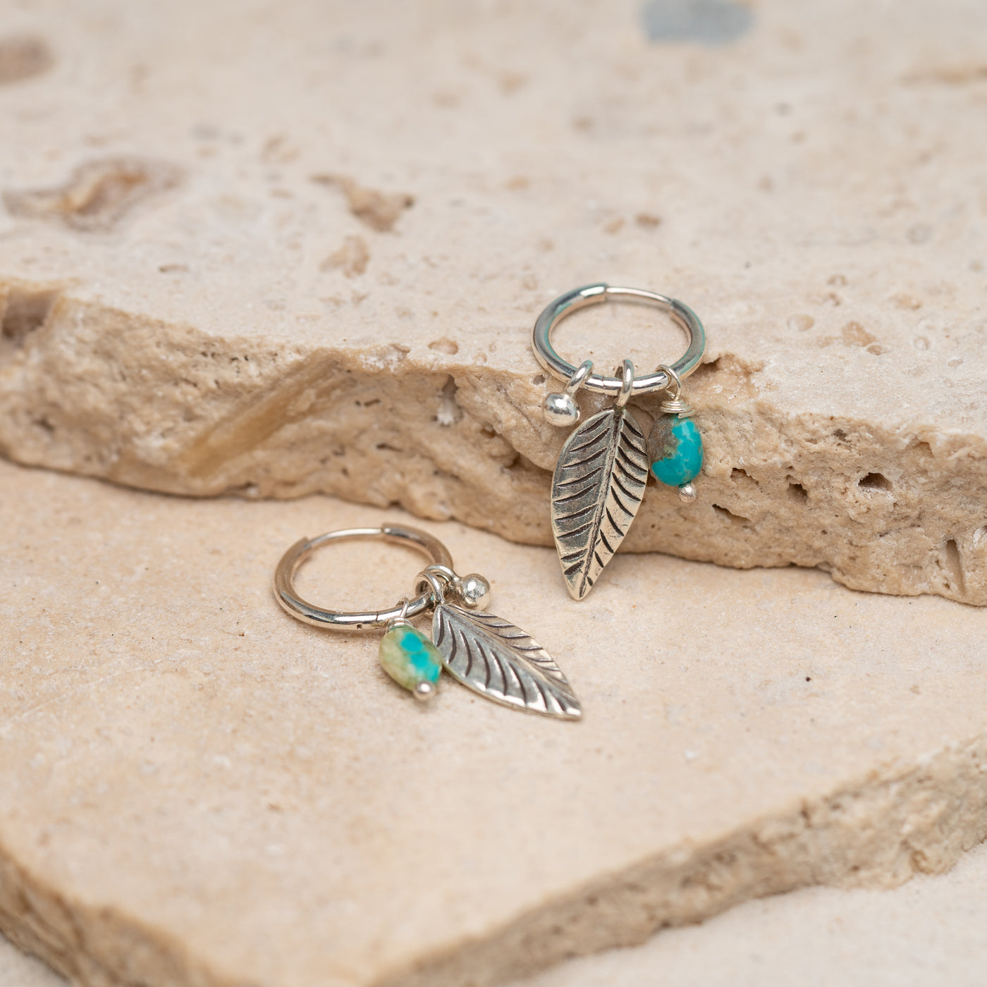 Turquoise Sea Leaf Hoops