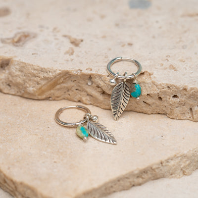 Turquoise Sea Leaf Hoops