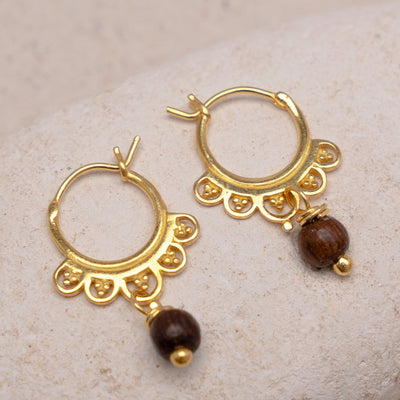Golden Cloudy Hoops with Wood