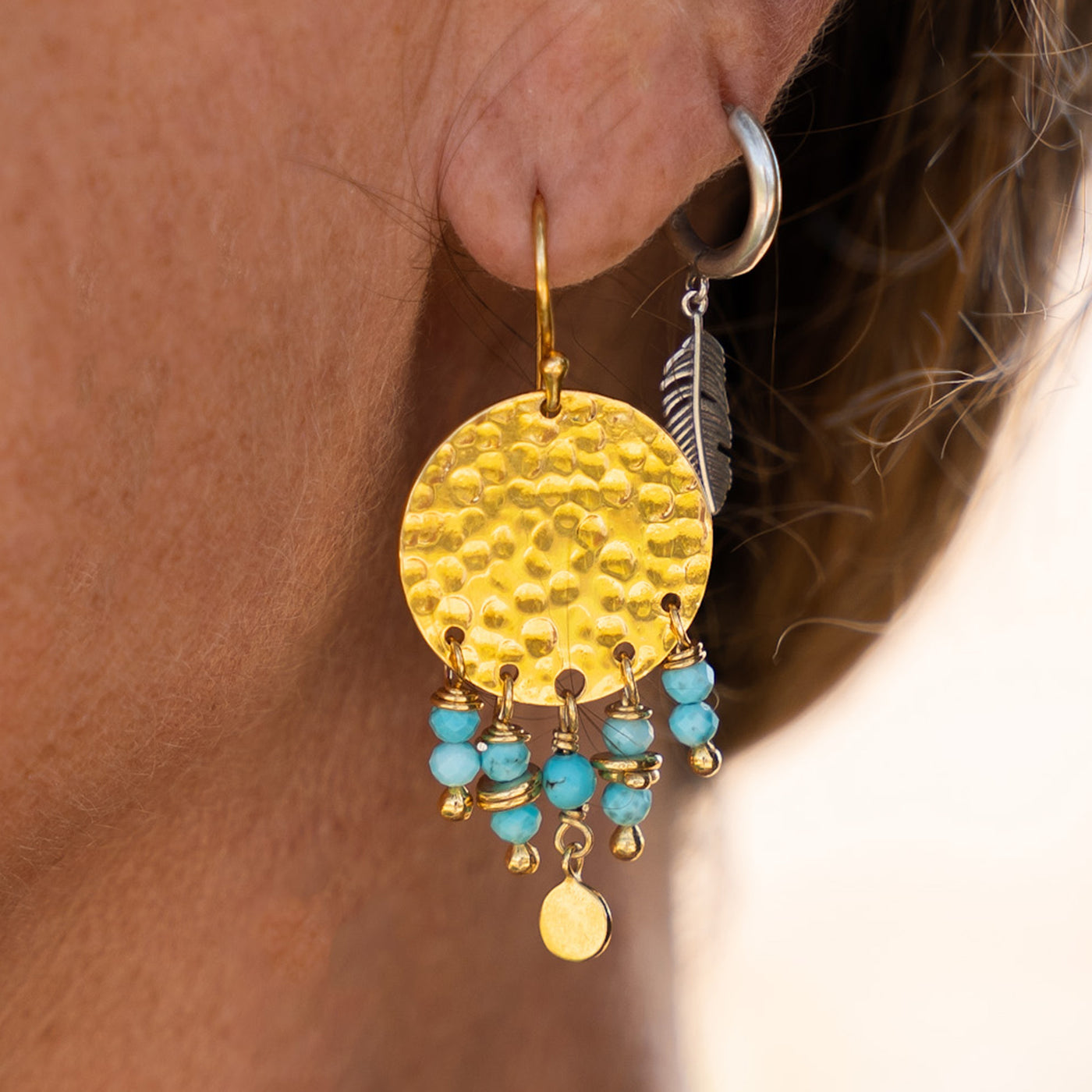 Golden Ocean Dreams Turquoise Earrings