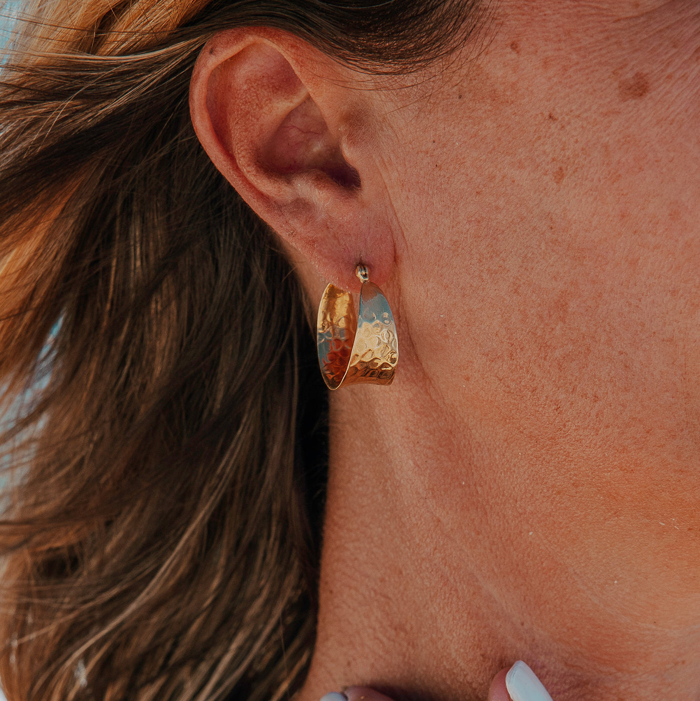 Golden Ocean Ripple Hoops