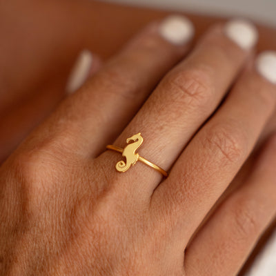 Golden Seahorse Ring