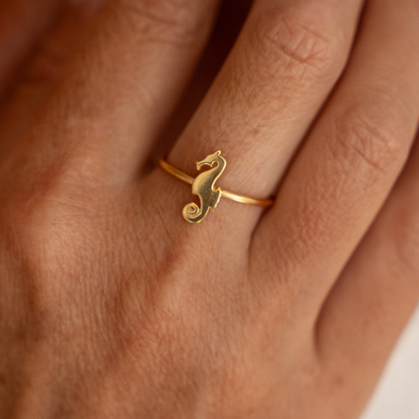 Golden Seahorse Ring
