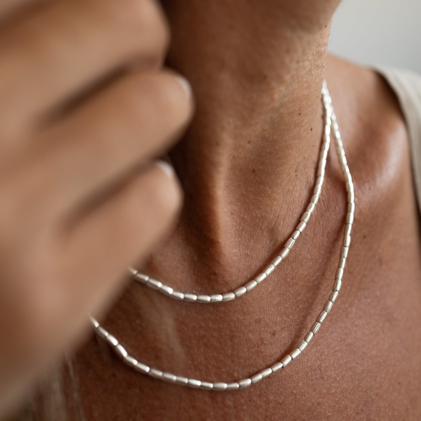Rice Bead Necklace Long