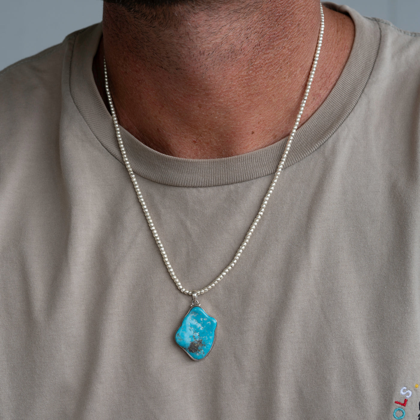 Men's Raw Turquoise Necklace