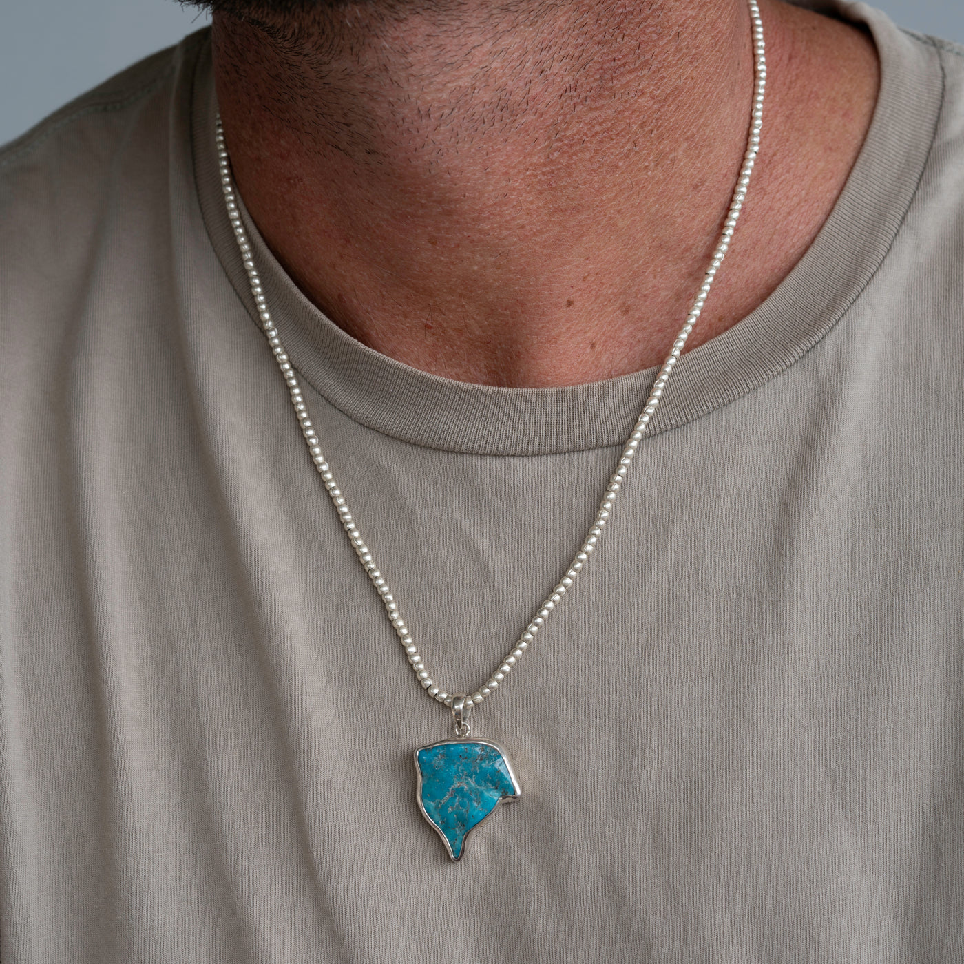 Men's Raw Turquoise Necklace