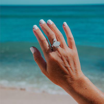 Moonstone Pearl Ring