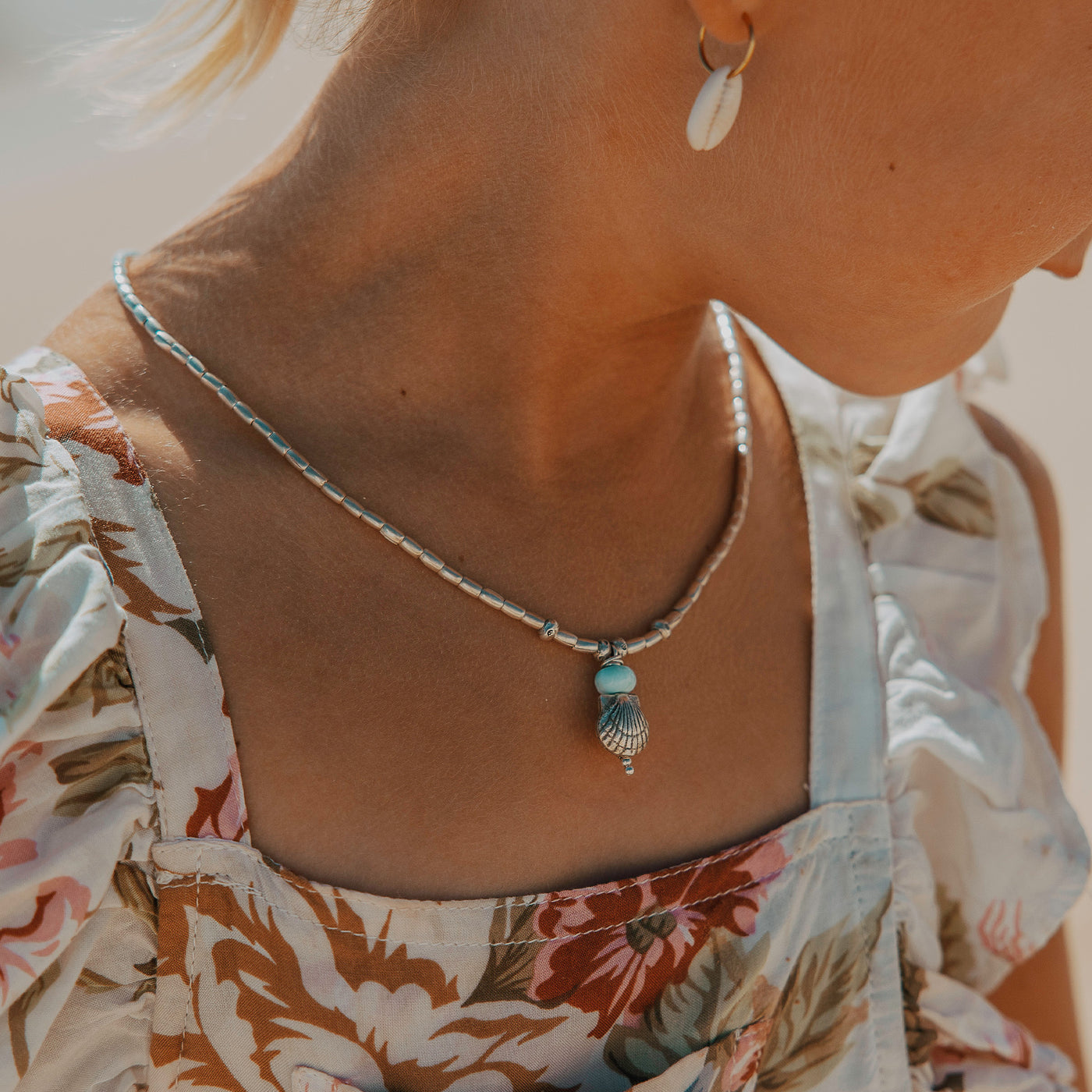 Larimar Seashell Necklace- Kids & Teens