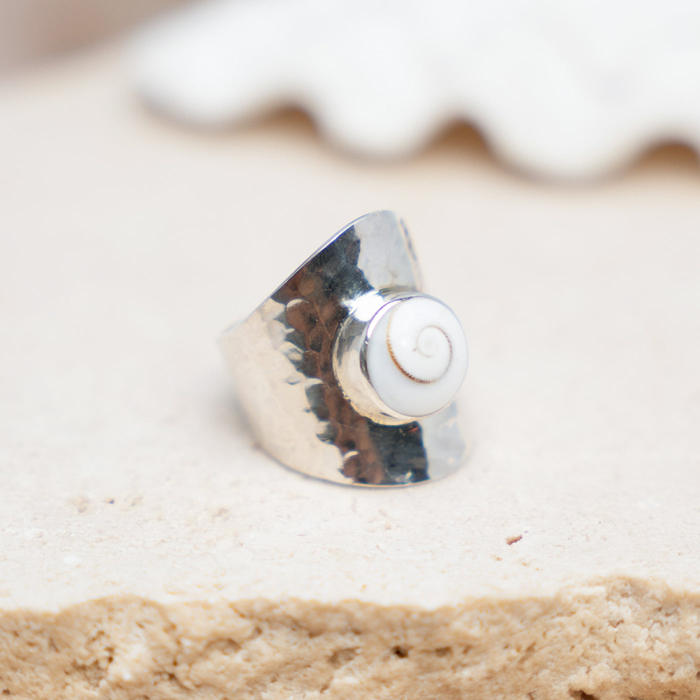 Silver Ripples with Periwinkle Ring - Short