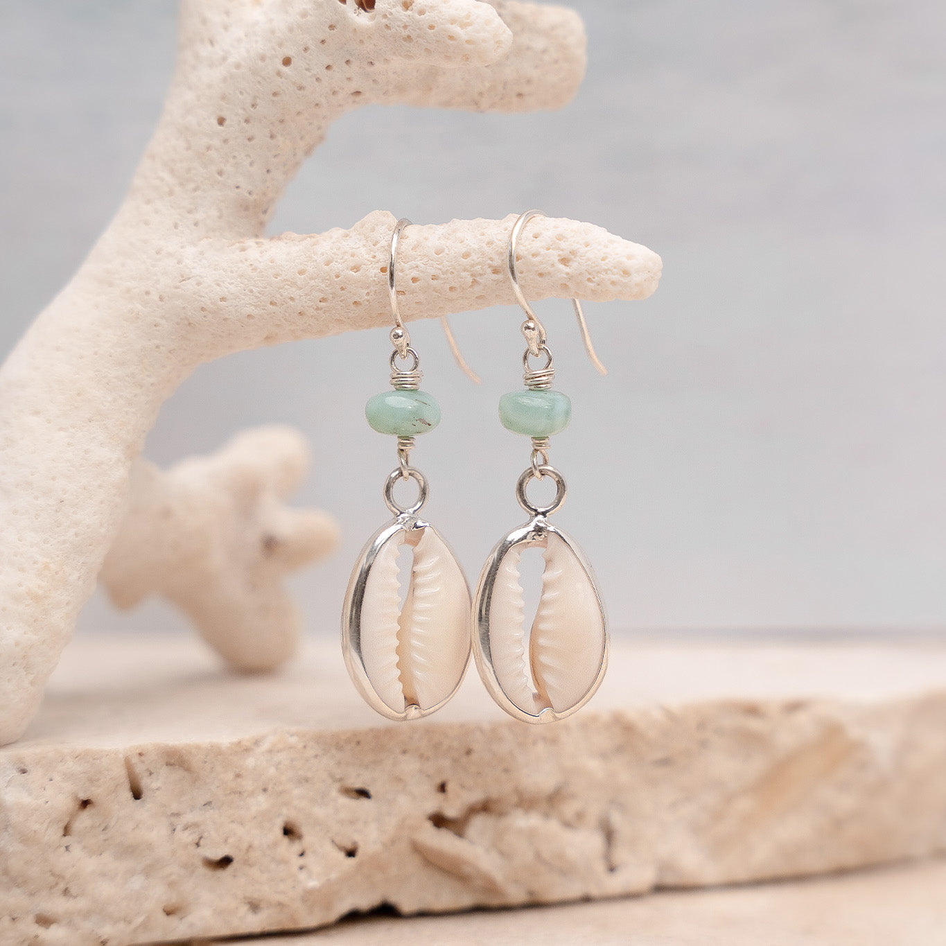 Ocean Cowrie Drop Earrings