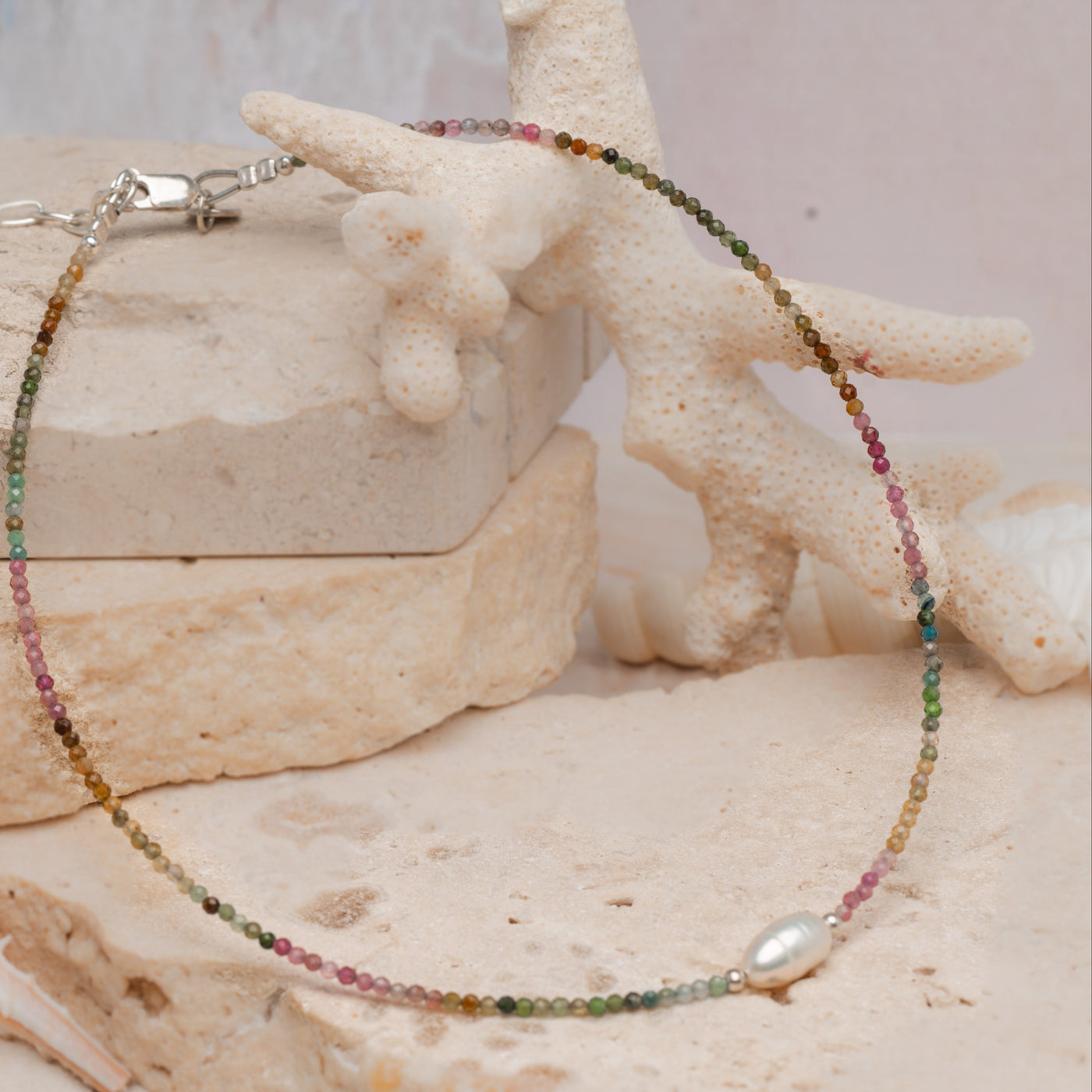 Anahata Tourmaline Choker with Pearl