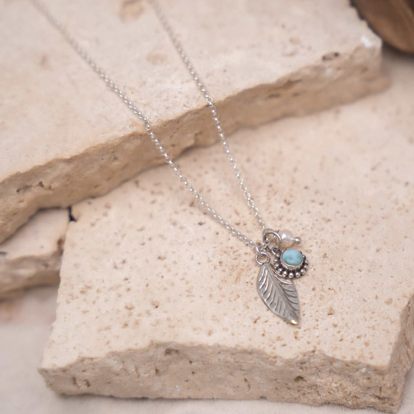 Dusk Larimar Necklace with Pearl