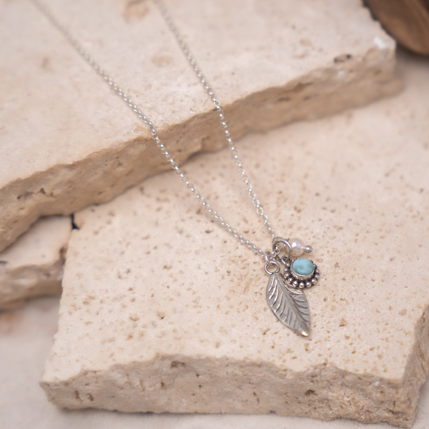 Dusk Larimar Necklace with Pearl