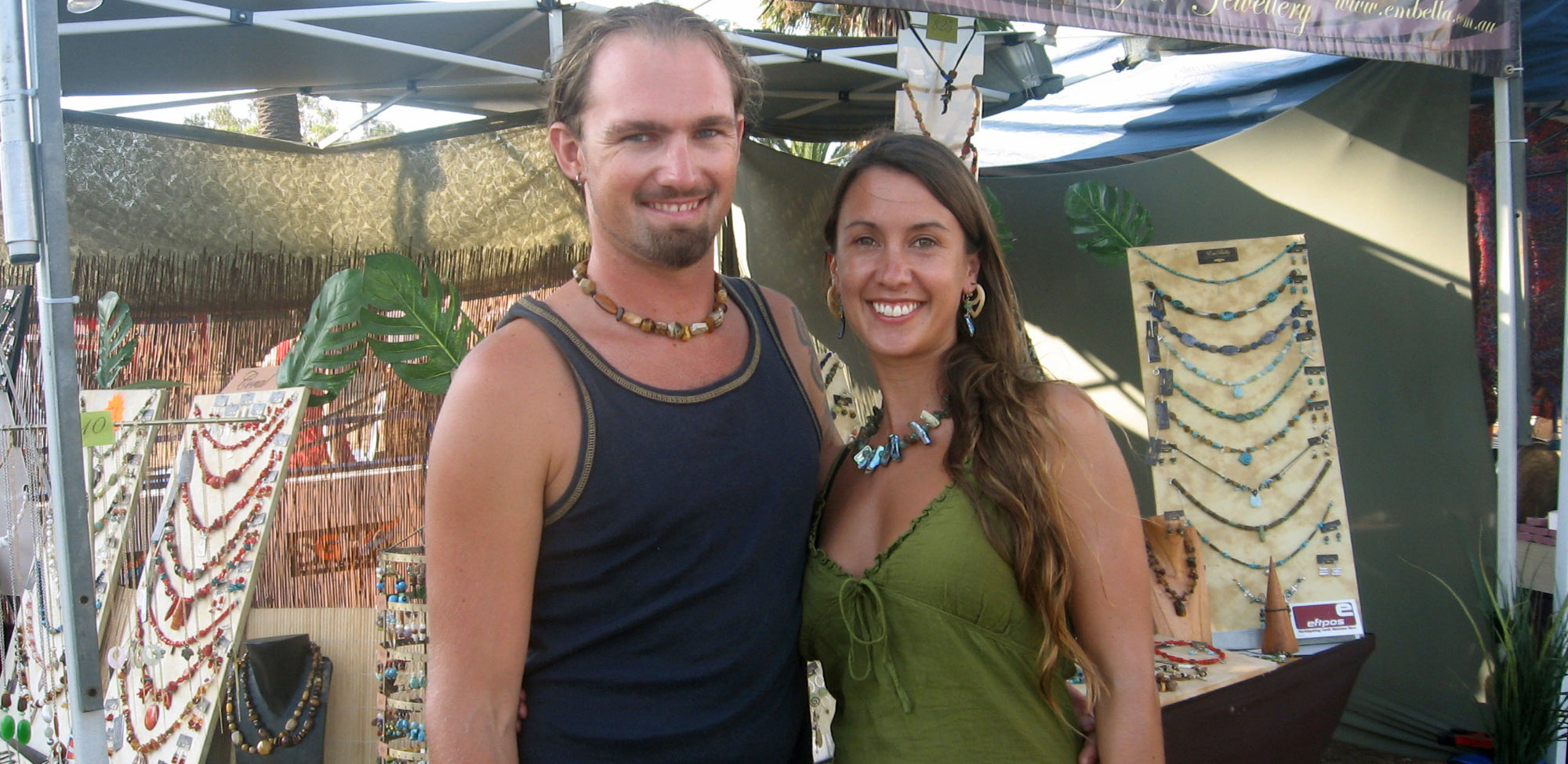 Sally and Ross in the early days of Embella at one of their market stalls