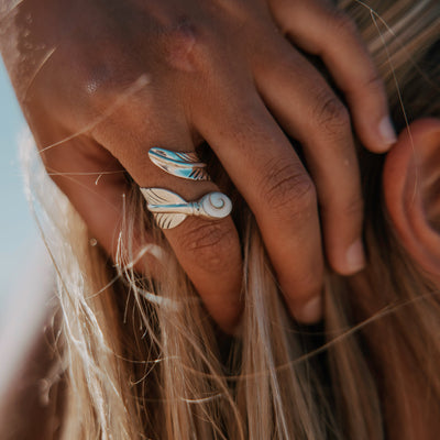 Periwinkle Feather Wrap Ring