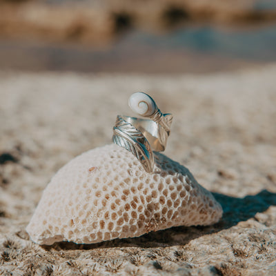 Periwinkle Feather Wrap Ring