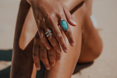 Caribbean Seas Larimar and Pearl Ring