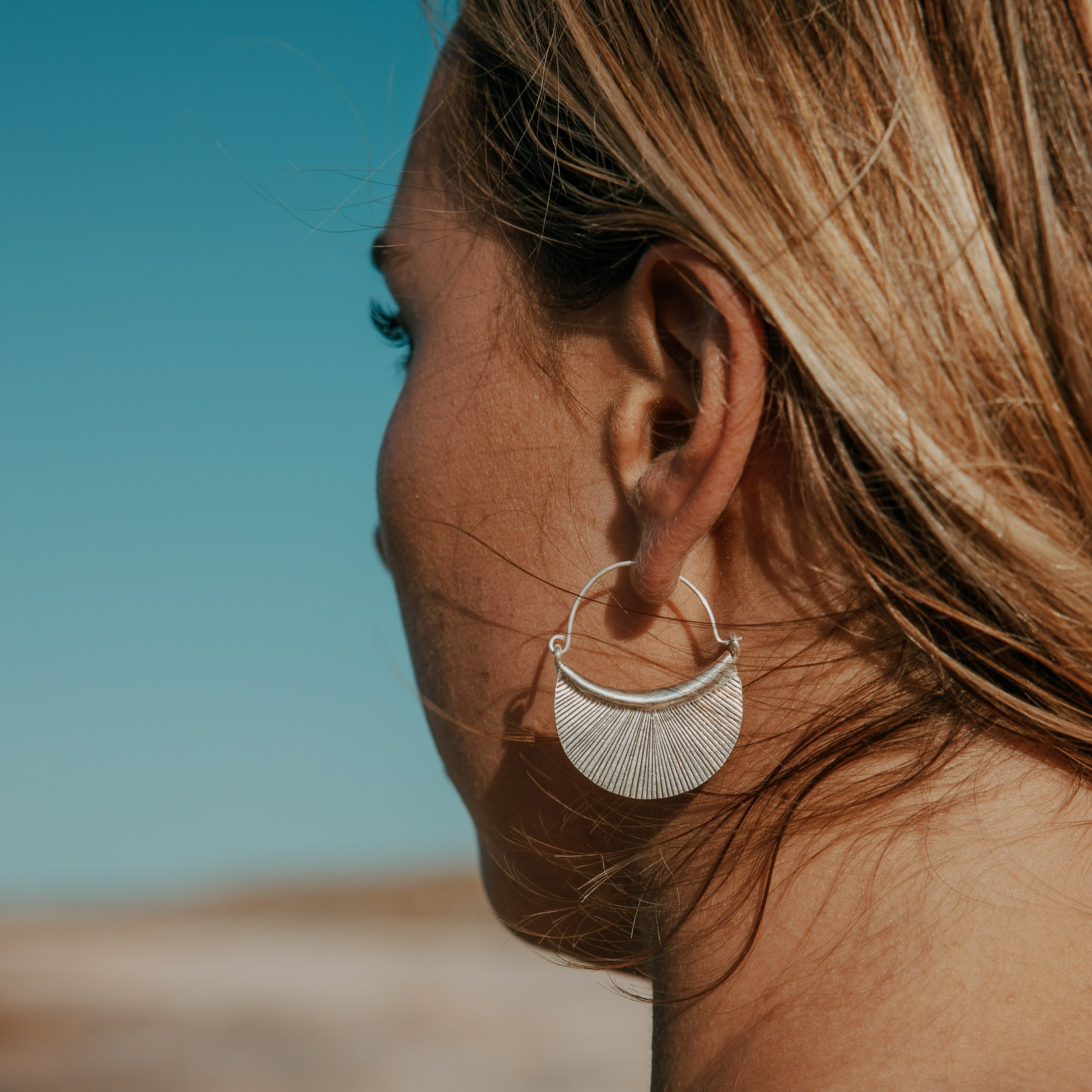 Large crescent moon earrings hot sale