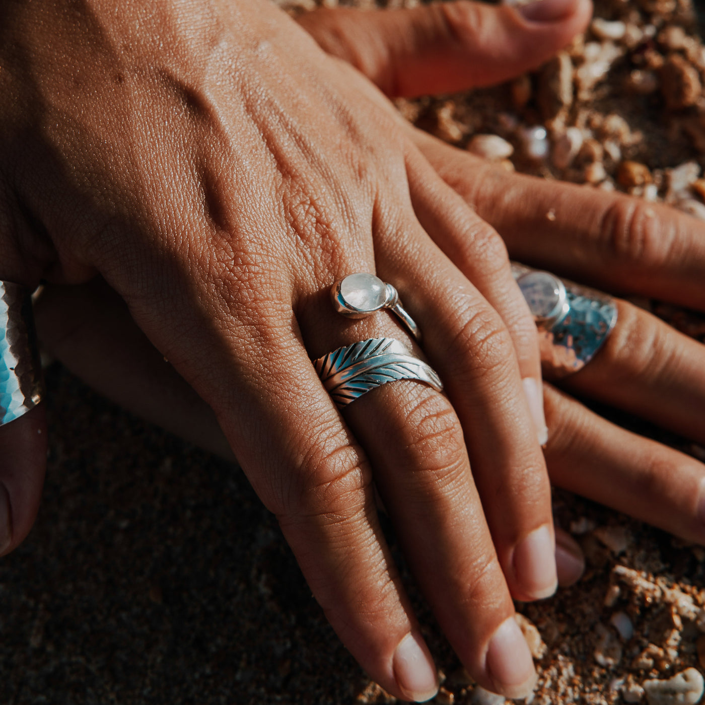 Moonstone Feather Wrap Ring