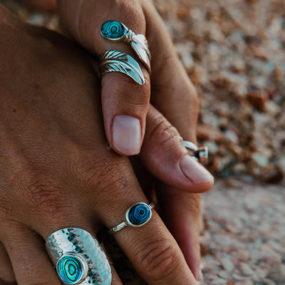 Paua Feather Wrap Ring