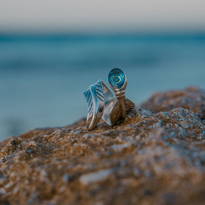 Paua Feather Wrap Ring