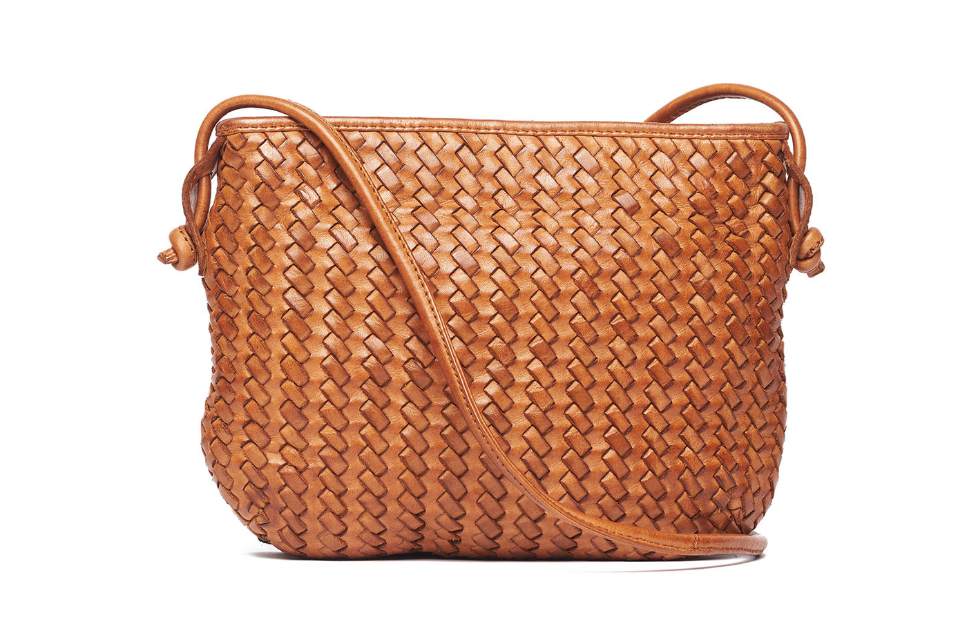 Soho- Woven Cross Body Bag- Cognac