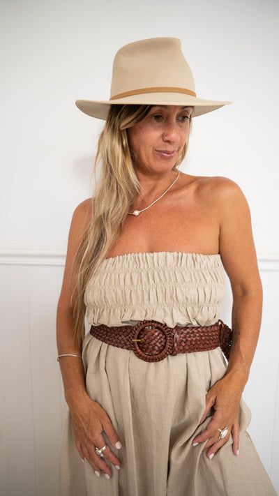 Braided Leather Belt- Brown