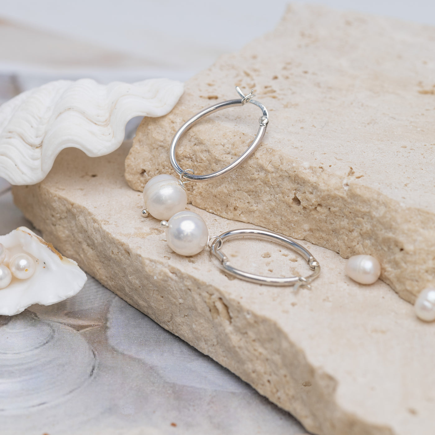 Ocean Pearl Hoops