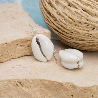 Silver Cowrie Shell Earrings