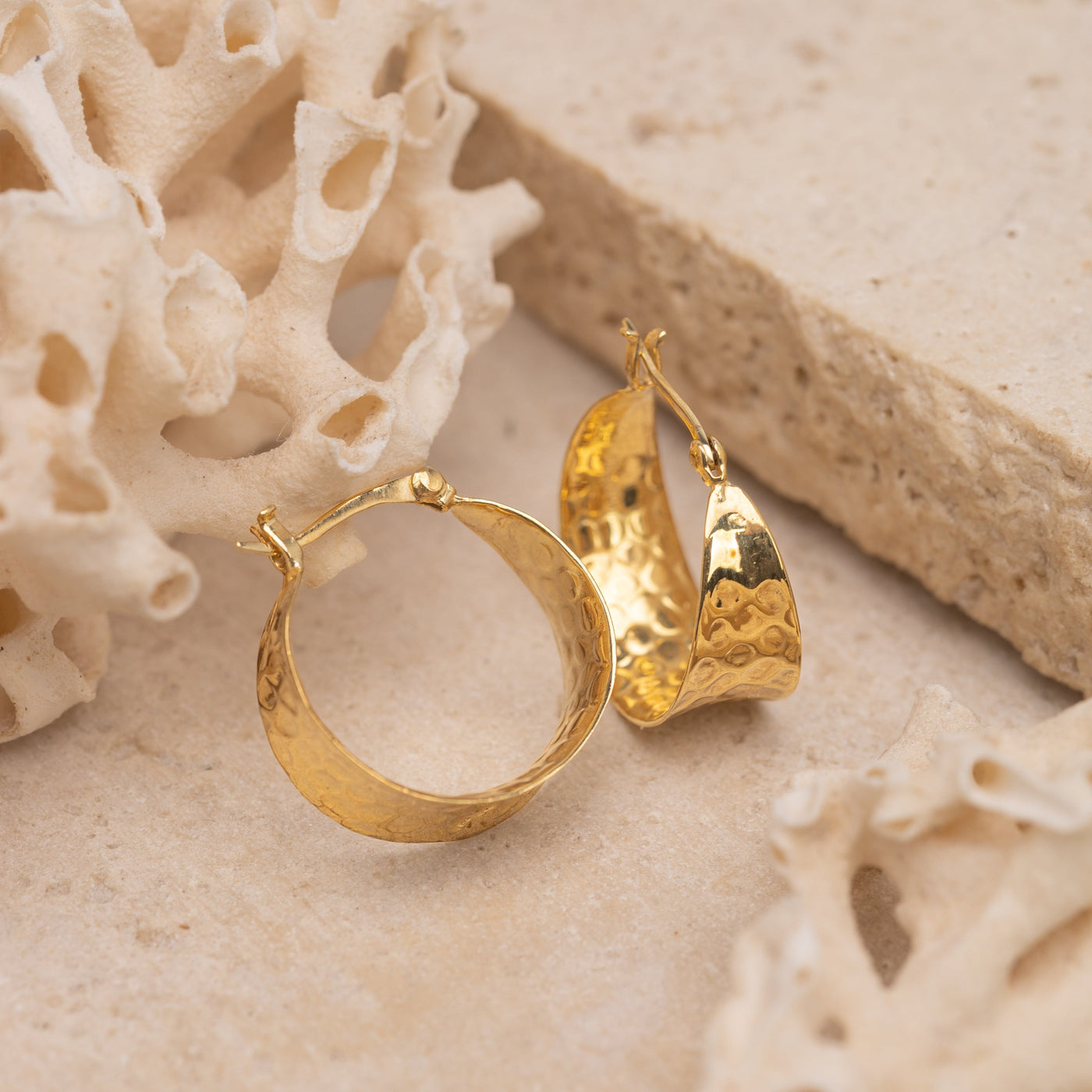 Golden Ocean Ripple Hoops