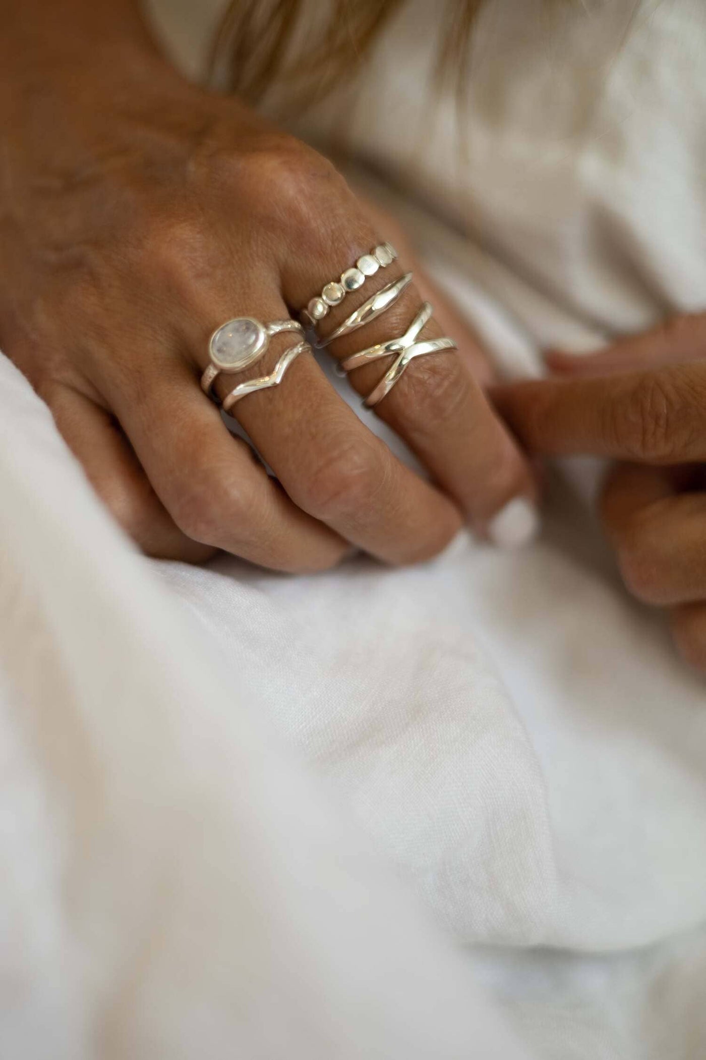 Classic Moonstone Ring Match with Other Silver Rings