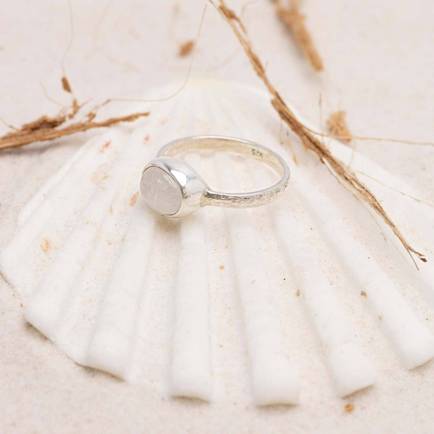 Classic Moonstone Ring with Sterling Silver Band